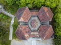 Roofs of an old school house with symmetric design