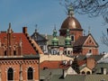 Roofs of the Old Town in Cracow, Poland. View from the Wawel Castle hill Royalty Free Stock Photo