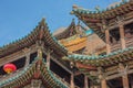 Roofs of protective wooden structures in front of the Yungang Grottoes