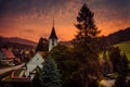 Small village Bolsternang with church, south Germany, at sunset Royalty Free Stock Photo