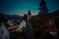 Small village Bolsternang with church, south Germany, at sunset Royalty Free Stock Photo