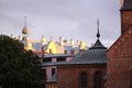 Roofs and spires of old town Riga buildings on the sunset Royalty Free Stock Photo