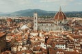 Roofs and 14th century Duomo in historical center in Florence, Italy. UNESCO Heritage Site Royalty Free Stock Photo