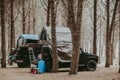 Rooftent top 4x4 in the forest