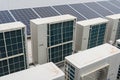 Rooftop air conditioning and solar on an apartment Royalty Free Stock Photo