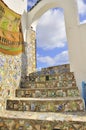 rooftop arcades and stairs covered with mosaic