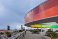 Rooftop of ARoS Aarhus Art Museum and Rainbow panorama created by Olafur Eliasson. Royalty Free Stock Photo