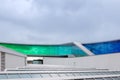 Rooftop of ARoS Aarhus Art Museum and Rainbow panorama created by Olafur Eliasson. Royalty Free Stock Photo