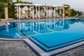 Rooftop cabana and pool reflection in Havana, Cuba