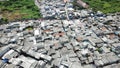 Rooftop of crowded slum neighborhood