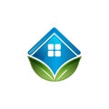 rooftop and leaf the symbol green building logo vector illustrations Royalty Free Stock Photo