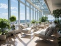 Rooftop office zone with panoramic city views