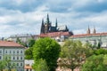 The rooftop of Prague Castle, and red rooftops of Lesser town or Mala Strana, one of the most historic sections of Prague, Czech