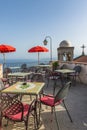 Rooftop sitting area in Castelmola, Sicily Royalty Free Stock Photo