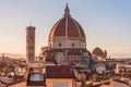 Rooftop skyline panorama of Cathedral of Santa Maria del Fiore Duomo dome in Florence