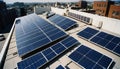 Rooftop Solar Panel Installation Generating Clean Energy in an Urban Setting Royalty Free Stock Photo