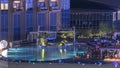 Rooftop swimming pool in Dubai marina night timelapse Royalty Free Stock Photo