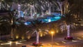 Rooftop swimming pool in Dubai marina night timelapse Royalty Free Stock Photo