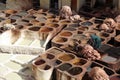 Rooftop tannery in Moroccan city of Fes Royalty Free Stock Photo