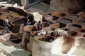 Rooftop tannery in Moroccan city of Fes Royalty Free Stock Photo