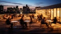 Rooftop terrace with people motion blur view reated with Generative AI technology Royalty Free Stock Photo