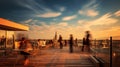 Rooftop terrace with people motion blur view reated with Generative AI technology Royalty Free Stock Photo