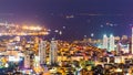 Rooftop view of Bosphorus and Istanbul cityscape and Golden horn at night Royalty Free Stock Photo