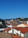 Rooftop view Cannes France old town fort in background