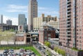 Rooftop view of Dumbo, the Manhattan Bridge, and Downtown Brooklyn.