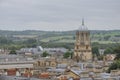 Rooftop view towards Tom Tower, Christ Church on an overcast day, Oxford, United Kingdom Royalty Free Stock Photo