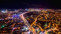 Rooftop view of Istanbul with traffic light at night Royalty Free Stock Photo