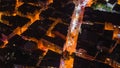 Rooftop view of Istanbul street with traffic at night Royalty Free Stock Photo