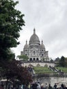 Paris, France may 22, 2019: the sacr Coeur of Montmartre. Old European Christian Church. Rooftop view of old historic Royalty Free Stock Photo