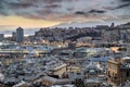 Rooftop view of the Old Port, Genoa at dusk Royalty Free Stock Photo