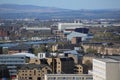 A rooftop view over central Glasgow, Scotland, UK
