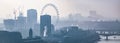 rooftop view over London on a foggy day from St Paul\'s cathedral, UK Royalty Free Stock Photo