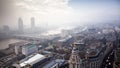 rooftop view over London on a foggy day from St Paul& x27;s cathedral Royalty Free Stock Photo