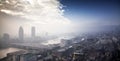 rooftop view over London on a foggy day from St Paul& x27;s cathedral Royalty Free Stock Photo