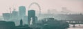 rooftop view over London on a foggy day from St Paul's cathedral, UK Royalty Free Stock Photo