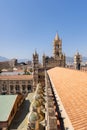 Rooftop view of the Palermo Cathedral or Cattedrale di Palermo bell towers in a nice sunny afternoon in Palermo, Sicily