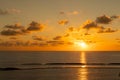 Rooftop view of the sunrise over the Gulf of Mexico from a Caribbean Beach Royalty Free Stock Photo