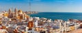Rooftops and Cathedral in Cadiz, Andalusia, Spain Royalty Free Stock Photo