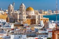 Rooftops and Cathedral in Cadiz, Andalusia, Spain Royalty Free Stock Photo