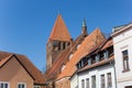 Rooftops and church tower in old town Grimmen