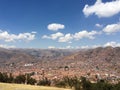 The rooftops of the city of Cusco, Peru with the Andes mountains in the background Royalty Free Stock Photo