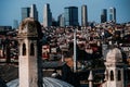 Rooftops with domed structures in the foreground in Istanbul, Turkey. Royalty Free Stock Photo