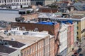 Rooftops in French Quarter with Blue Tarps Covering Hurricane Damaged Roofs