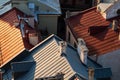 rooftops of lublin Old Town - high angle view at sunset Royalty Free Stock Photo