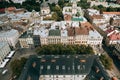 Rooftops of old Lviv, Lemberg, Lwow. Beautiful city architecture background. urban concept. Lviv, Ukraine - August 12, 2016