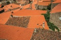 Rooftops of old stone houses and chimneys at Monsanto Royalty Free Stock Photo